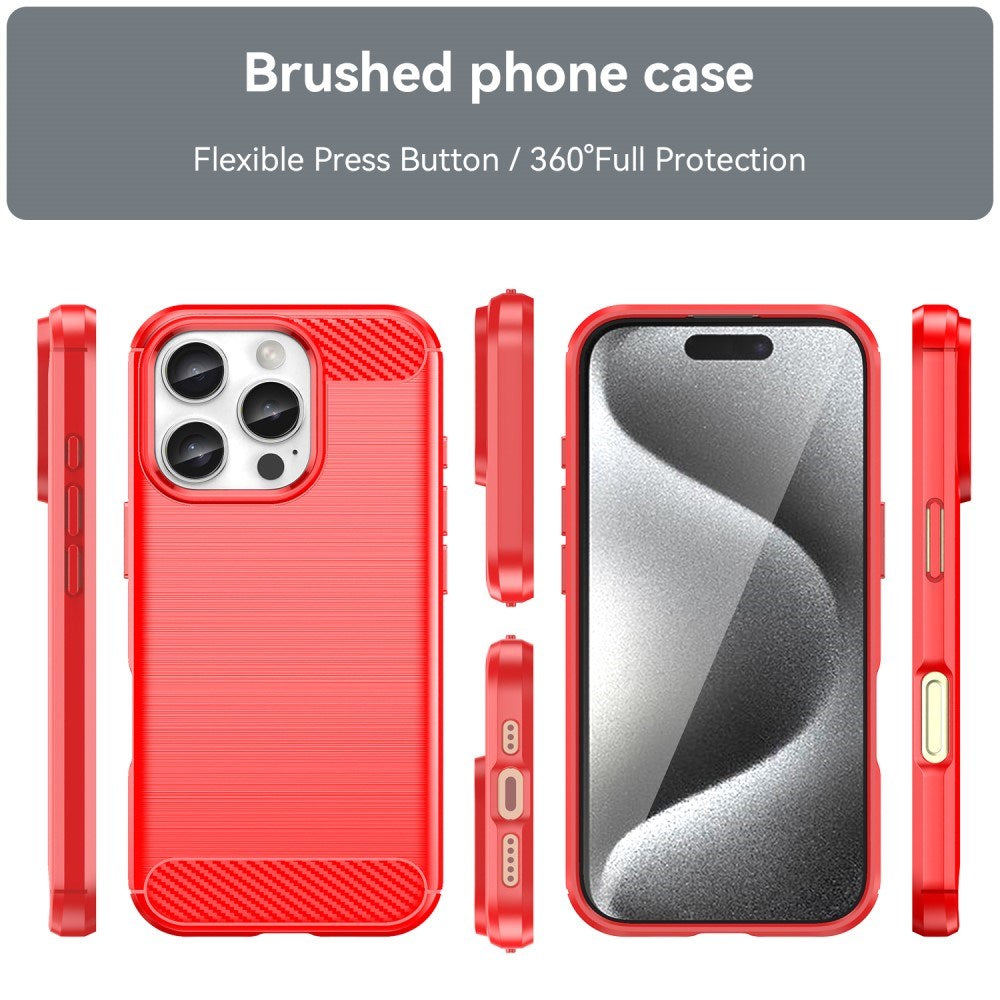 EIDERWOOD iPhone 16 Pro Brushed Carbon Mobil Cover - Rød