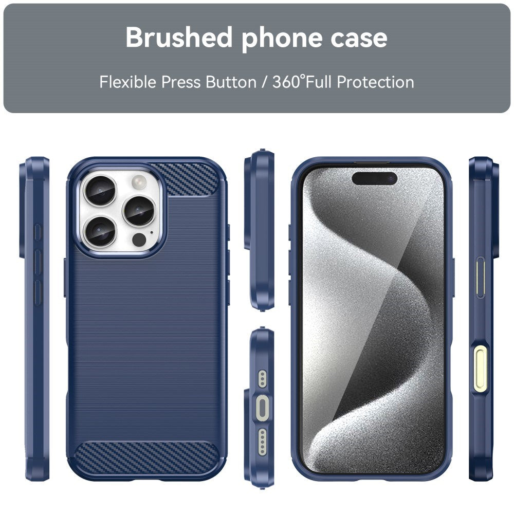 EIDERWOOD iPhone 16 Pro Brushed Carbon Mobil Cover - Blå