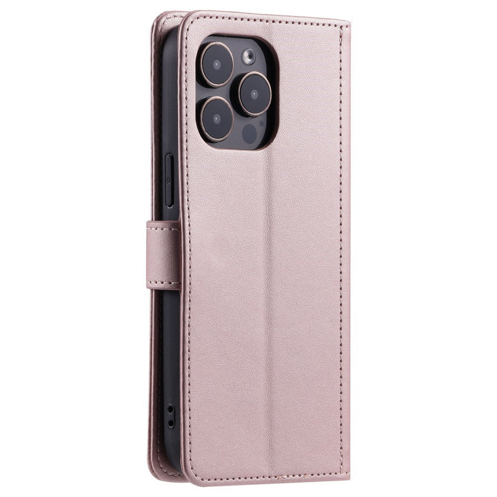 EIDERWOOD iPhone 16 Pro Max Læder Mobil Cover m. Pung & Strop - Rhombus - Rose Gold