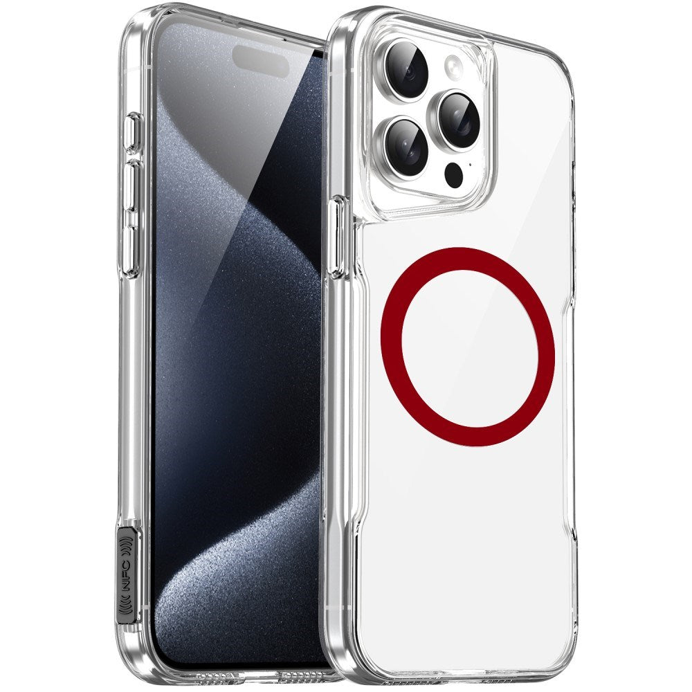 EIDERWOOD iPhone 16 Pro Hybrid Plastik Mobil Cover - MagSafe Kompatibel - Gennemsigtig / Rød