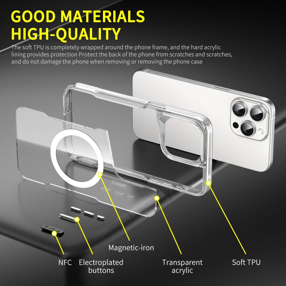EIDERWOOD iPhone 16 Pro Hybrid Plastik Mobil Cover - MagSafe Kompatibel - Gennemsigtig / Rød