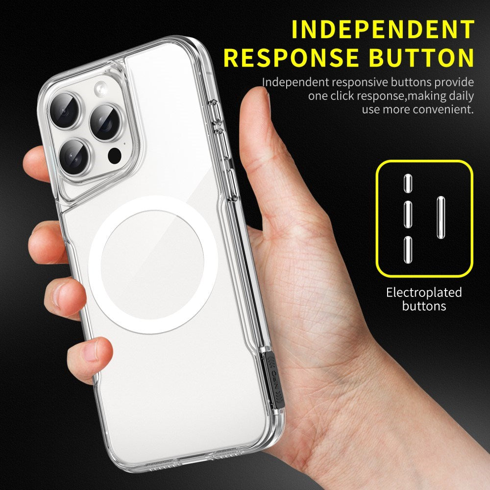 EIDERWOOD iPhone 16 Pro Hybrid Plastik Mobil Cover - MagSafe Kompatibel - Gennemsigtig / Lyserød