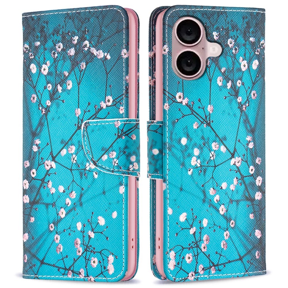 EIDERWOOD iPhone 16 Plus Læder Mobil Cover m. Pung & Ståfunktion - Kirsebærtræ