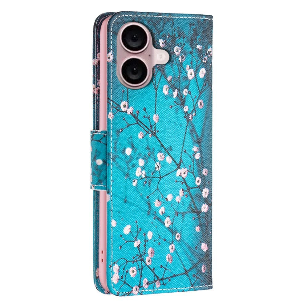 EIDERWOOD iPhone 16 Plus Læder Mobil Cover m. Pung & Ståfunktion - Kirsebærtræ