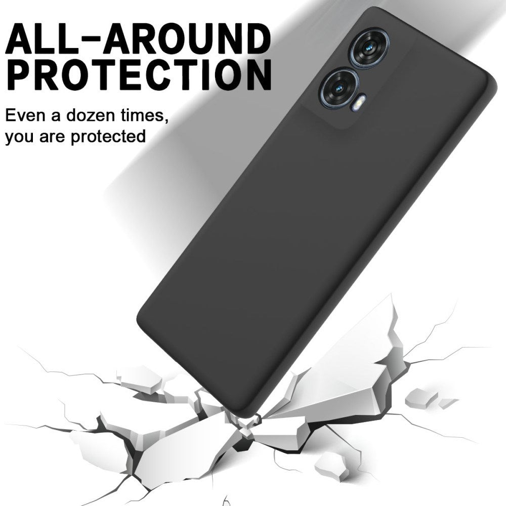 Motorola Moto G85 (5G) Liquid Silikone Mobil Cover m. Strop - Sort