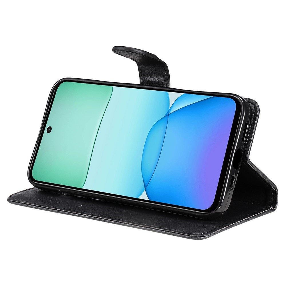 EIDERWOOD Xiaomi Redmi 13 Kunstlæder Mobil Cover m. Pung og Strop - Sort