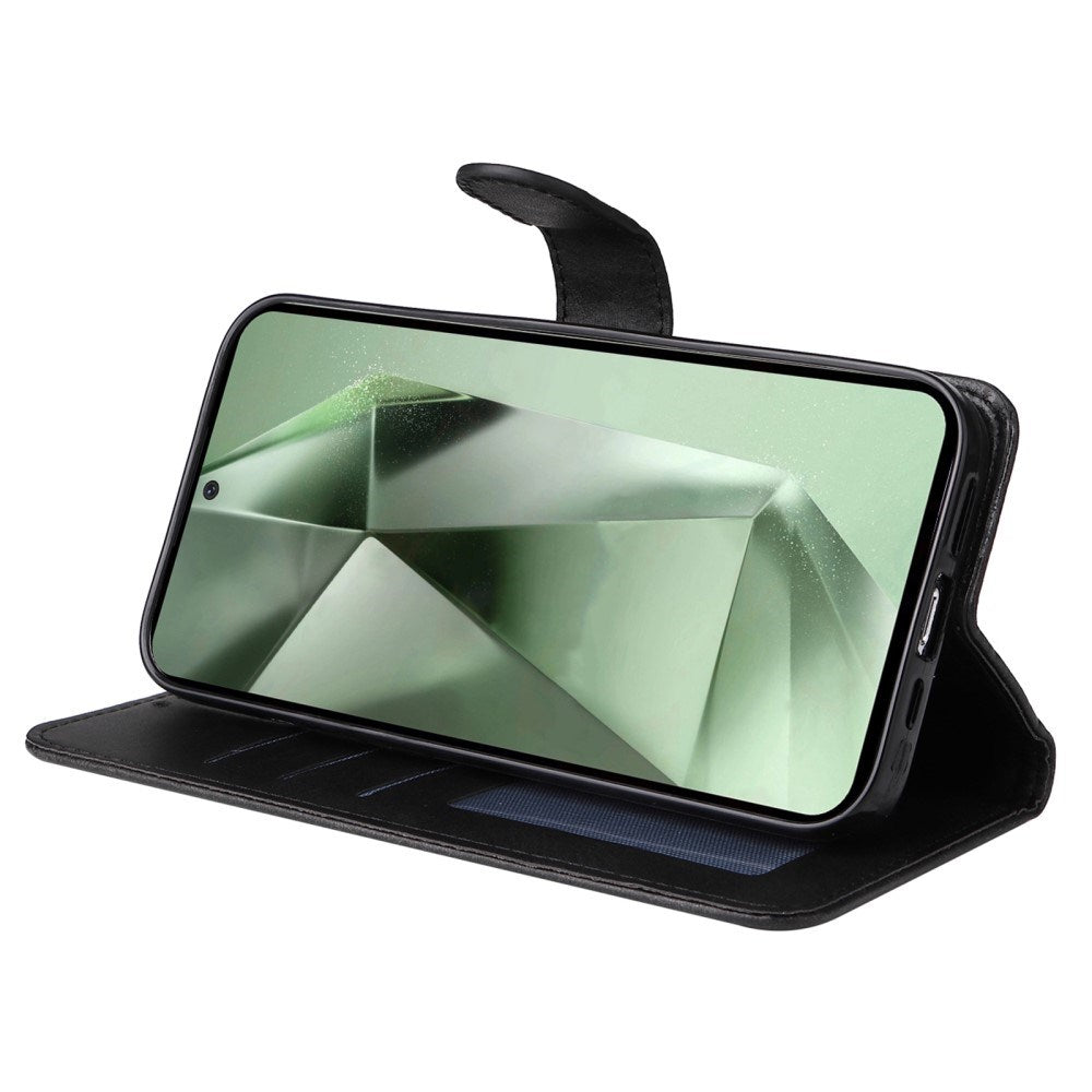 EIDERWOOD Samsung Galaxy S24 FE Læder Mobil Cover m. Pung & Strop - Sort