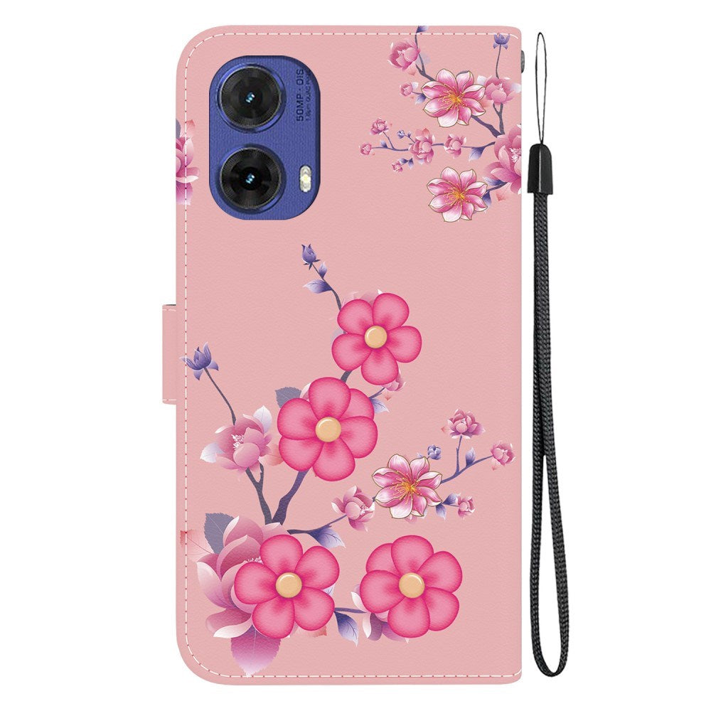 EIDERWOOD Motorola Moto G85 (5G) Læder Mobil Cover m. Pung & Strop - Lyserød Blomster