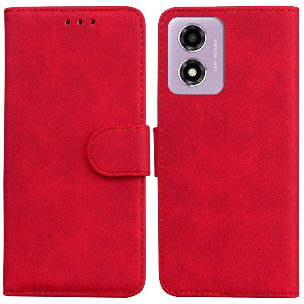 EIDERWOOD Motorola Moto E14 (4G) / G04s (4G) Kunst Læder Mobil Cover m. Ståfunktion & Kortholder - Rød