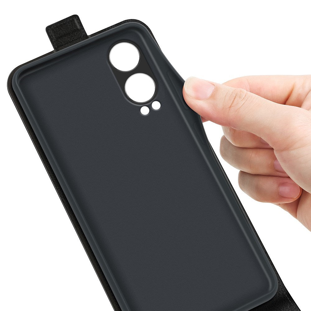 EIDERWOOD OnePlus Nord CE4 Lite (5G) Vertikalt Mobil Flip Cover m. Kortholder - Sort