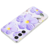 EIDERWOOD Samsung Galaxy S24 FE Fleksibelt Plast Mobil Cover m. Motiv - Gennemsigtig / Lilla Blomster