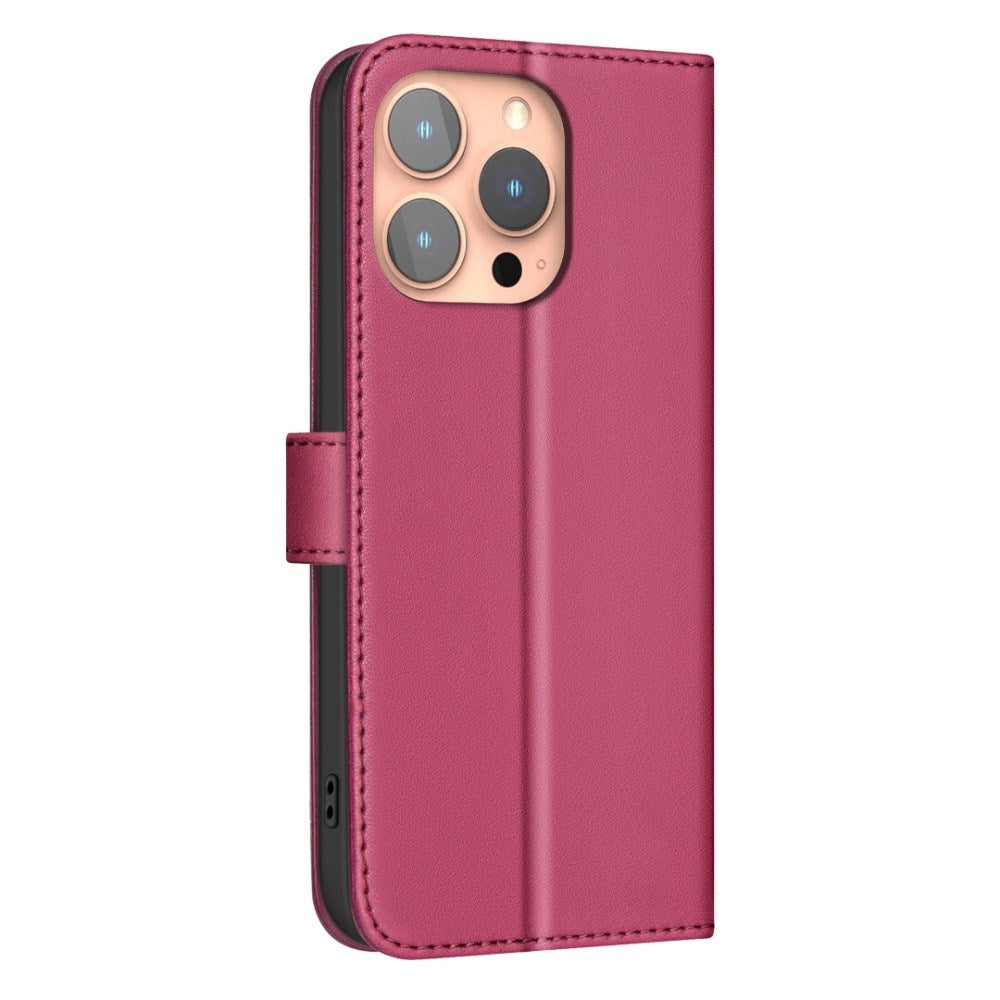 iPhone 16 Pro Ternet Læder Cover m. Pung & Strop - Rød