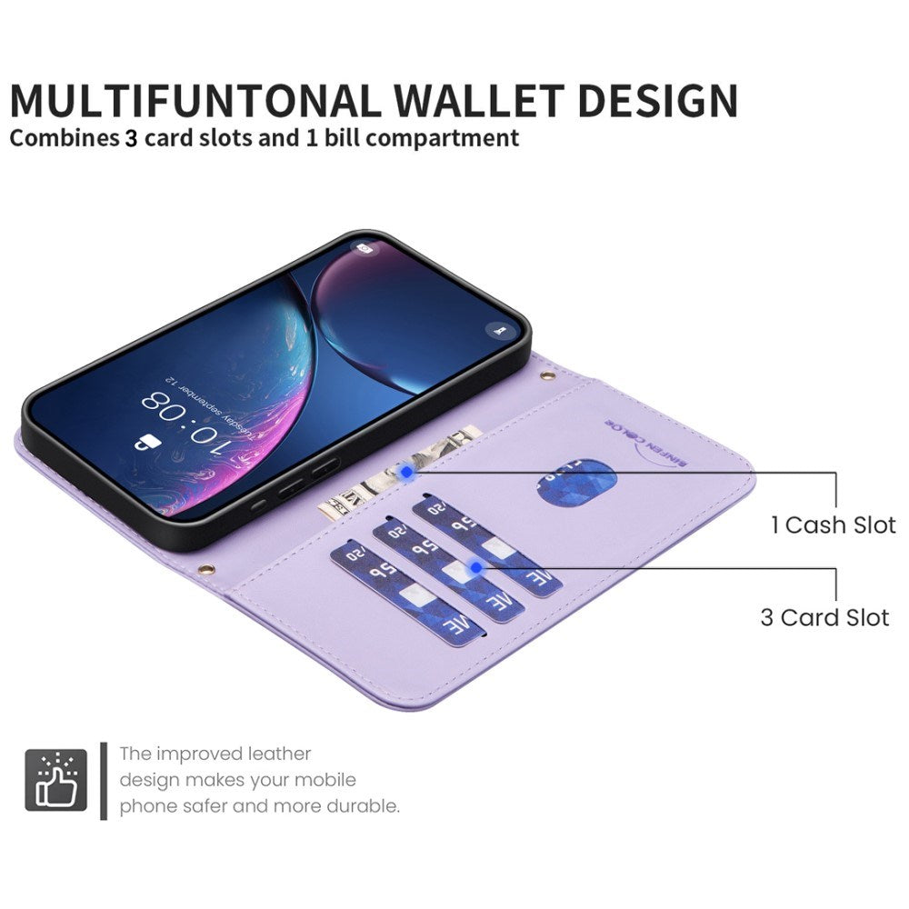 iPhone 16 Pro Ternet Læder Cover m. Pung & Strop - Lilla