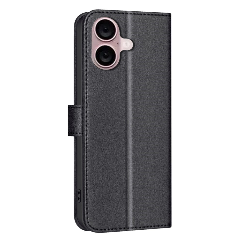 iPhone 16 Ternet Læder Cover m. Pung & Strop - Sort