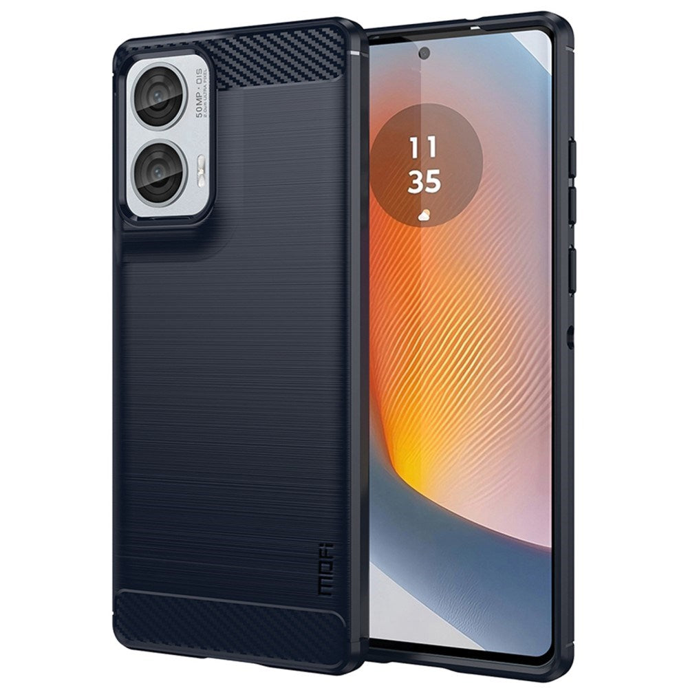 Motorola Moto G85 (5G) / S50 Neo (5G) Brushed Carbon Mobil Cover - Blå