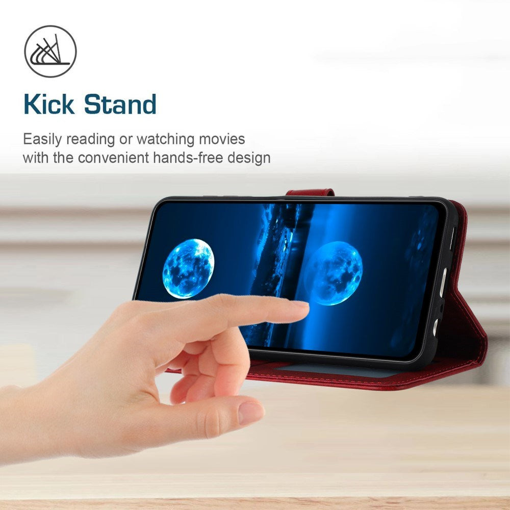 EIDERWOOD Motorola G85 (5G) Læder Mobil Cover m. Kortholder & Strop - Rød