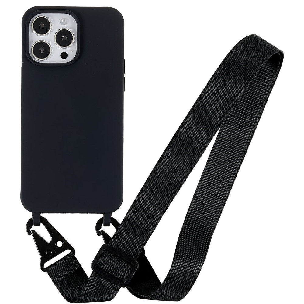 iPhone 16 Pro EIDERWOOD Fleksibelt Plastik Mobil Cover m. Strop - Sort