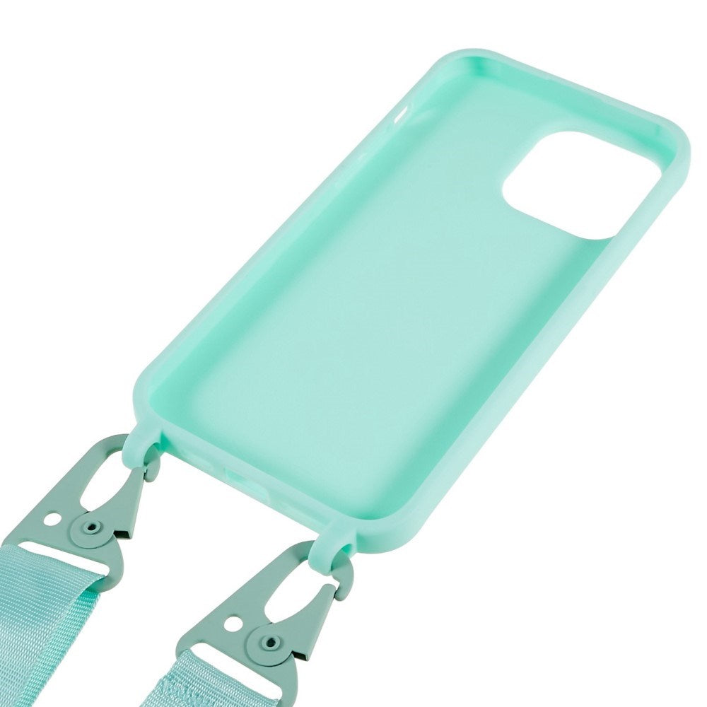 iPhone 16 Pro EIDERWOOD Fleksibelt Plastik Mobil Cover m. Strop - Mint Grøn