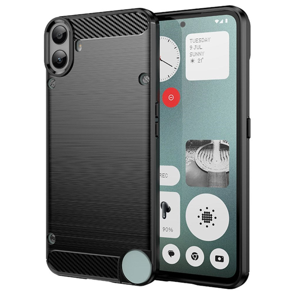 EIDERWOOD - Nothing CMF Phone 1 - Brushed Carbon Fiber Fleksibelt Plastik Cover - Sort