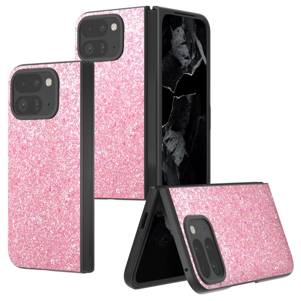 EIDERWOOD Google Pixel 9 Pro Fold (5G) Kunstlæder Glitter Mobil Cover - Lyserød
