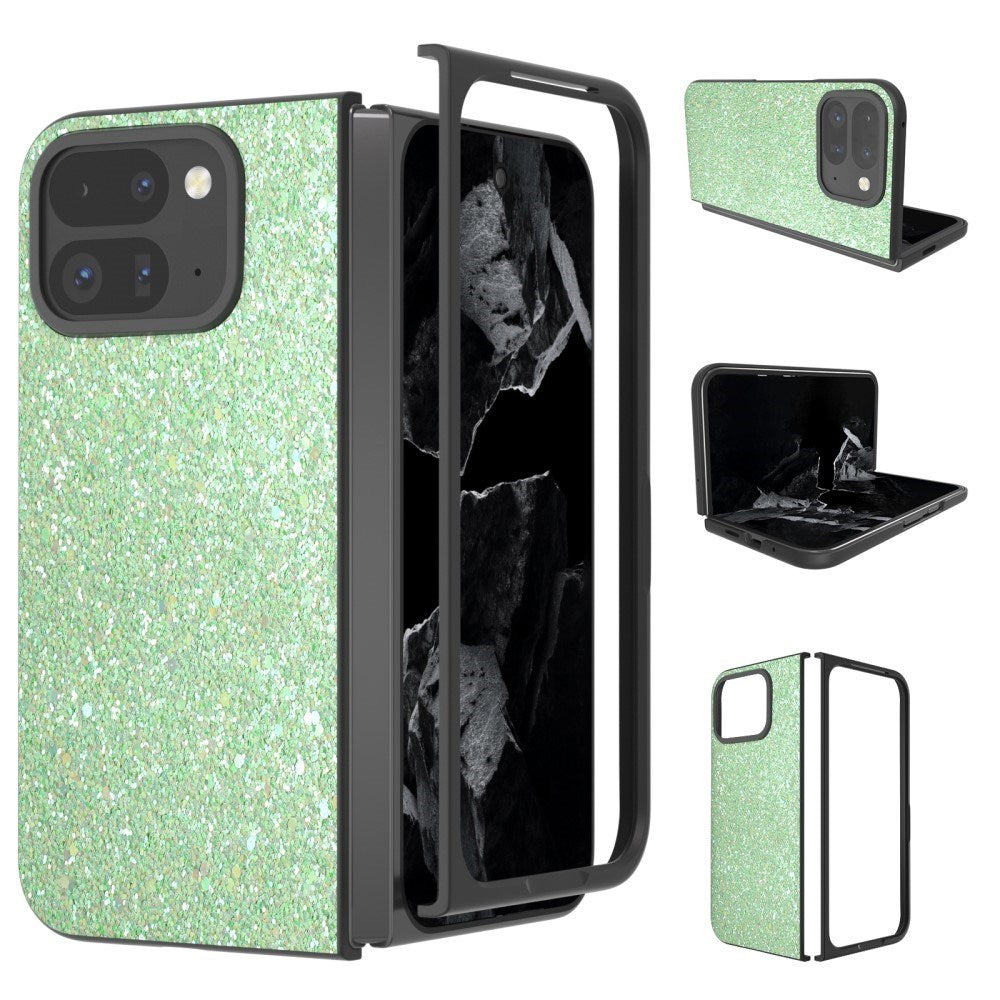 EIDERWOOD Google Pixel 9 Pro Fold (5G) Kunstlæder Glitter Mobil Cover - Grøn