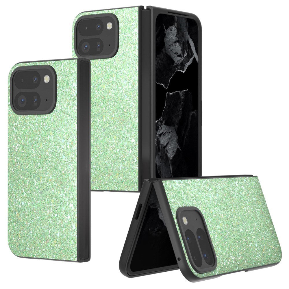 EIDERWOOD Google Pixel 9 Pro Fold (5G) Kunstlæder Glitter Mobil Cover - Grøn