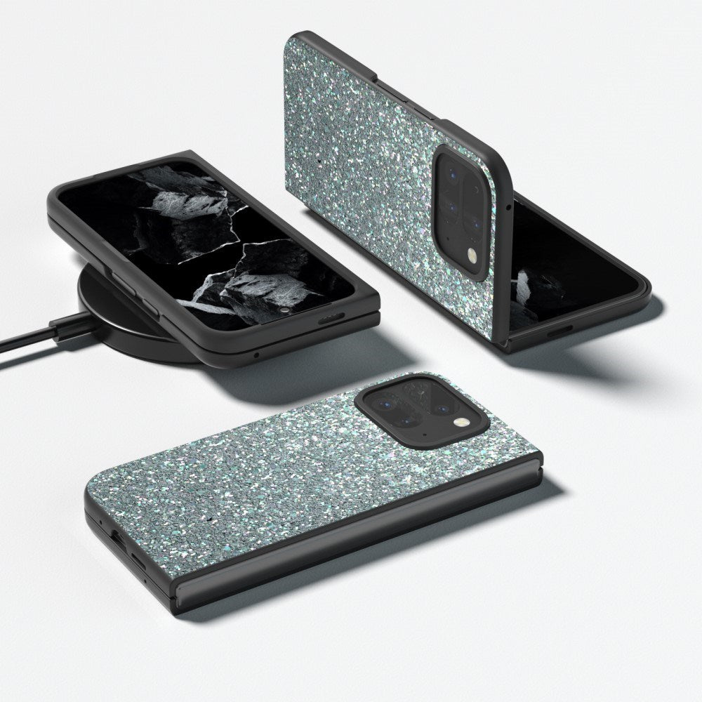 EIDERWOOD Google Pixel 9 Pro Fold (5G) Kunstlæder Glitter Mobil Cover - Mørkegrøn