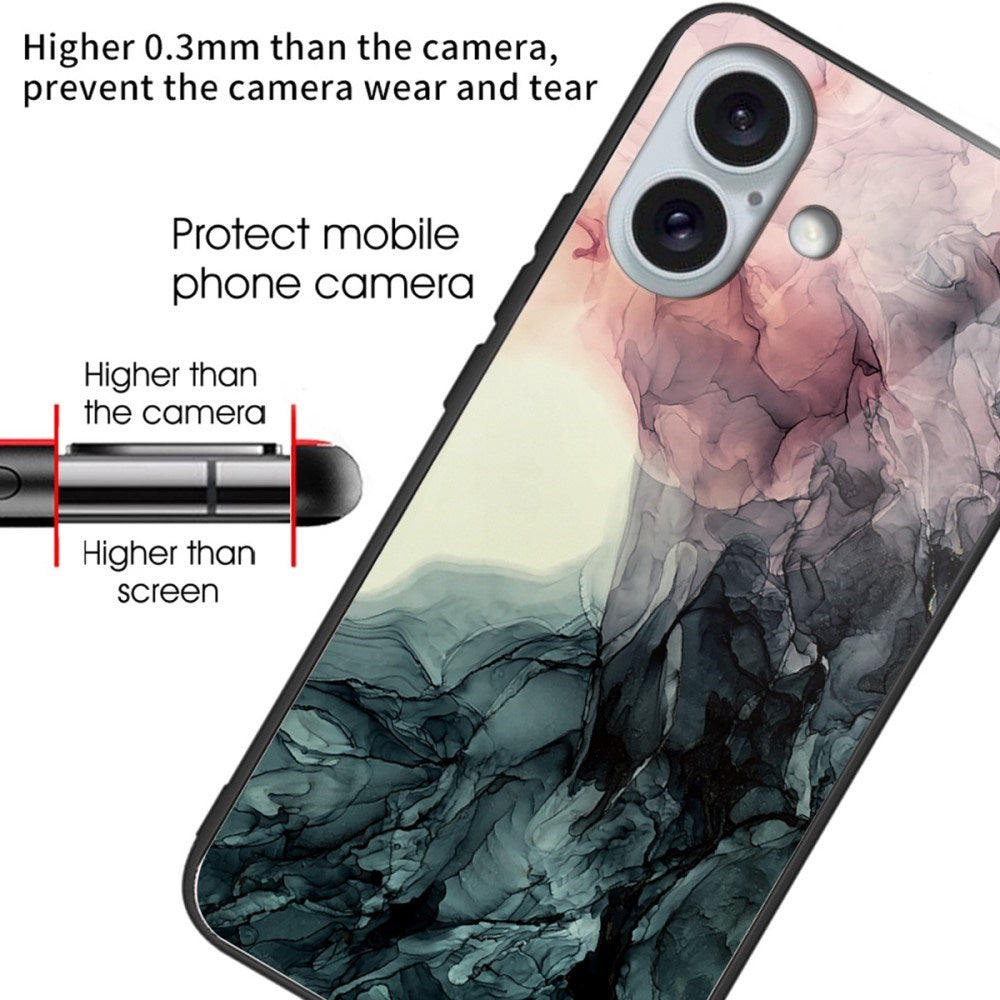 EIDERWOOD iPhone 16 Plastik Mobil Cover m. Glasbagside - Grå / Lyserød Sky