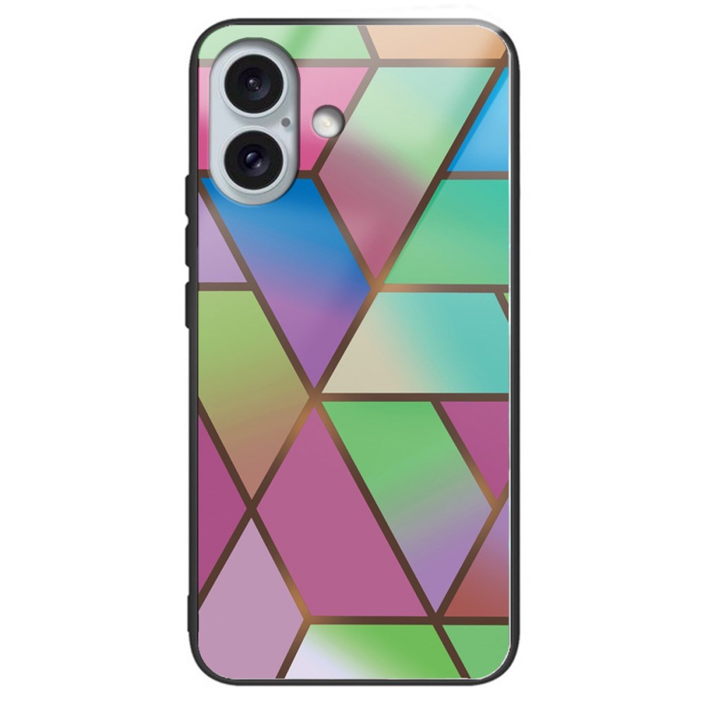 EIDERWOOD iPhone 16 Plastik Mobil Cover m. Glasbagside - Farverig Geometri