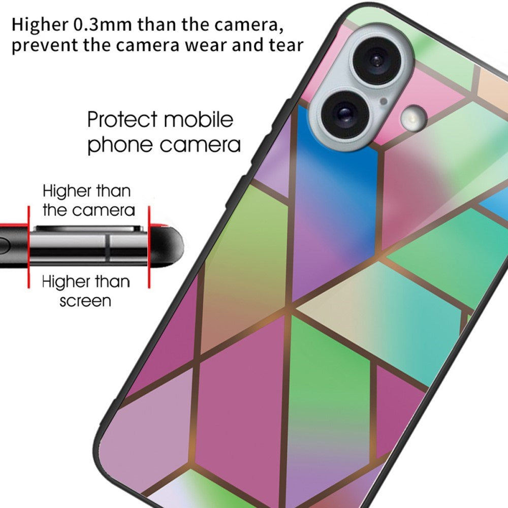 EIDERWOOD iPhone 16 Plastik Mobil Cover m. Glasbagside - Farverig Geometri