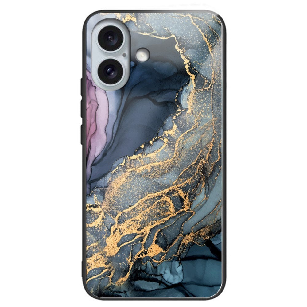 EIDERWOOD iPhone 16 Plastik Mobil Cover m. Glasbagside - Blå / Guld Sky