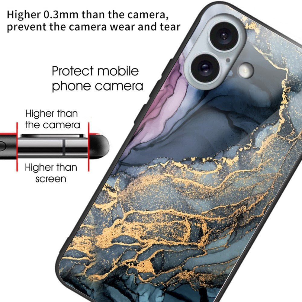 EIDERWOOD iPhone 16 Plastik Mobil Cover m. Glasbagside - Blå / Guld Sky