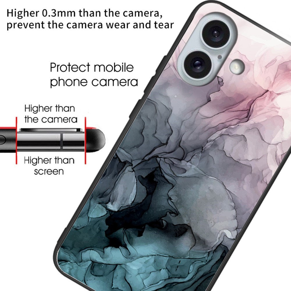 EIDERWOOD iPhone 16 Plastik Mobil Cover m. Glasbagside - Blå / Lyserød Sky