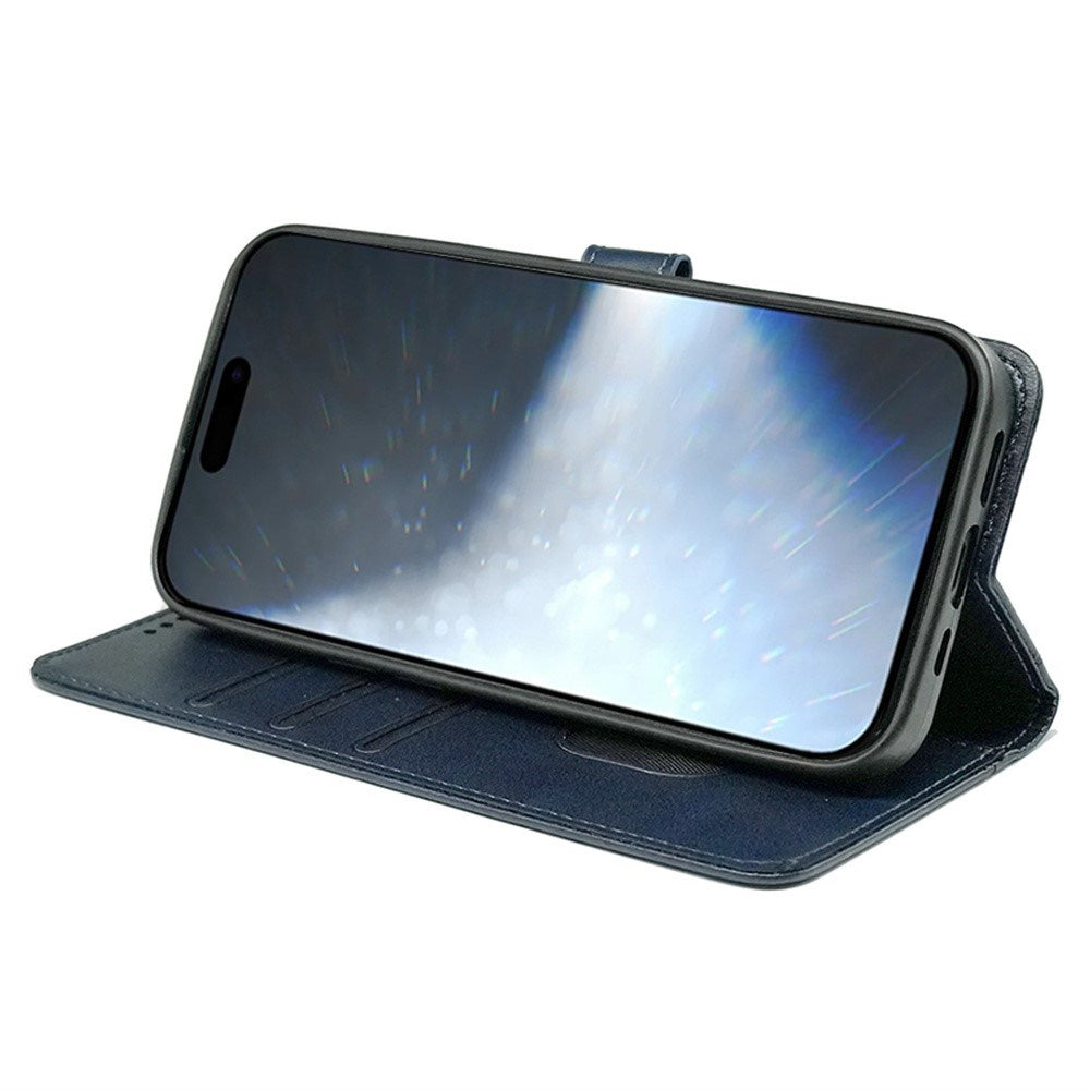 EIDERWOOD iPhone 16 Pro Læder Mobil Cover m. Kortholder & Ståfunktion - Blå