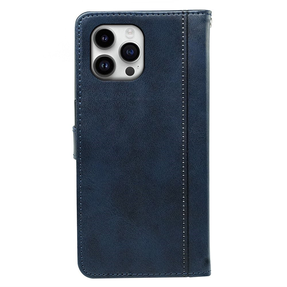 EIDERWOOD iPhone 16 Pro Læder Mobil Cover m. Kortholder & Ståfunktion - Blå