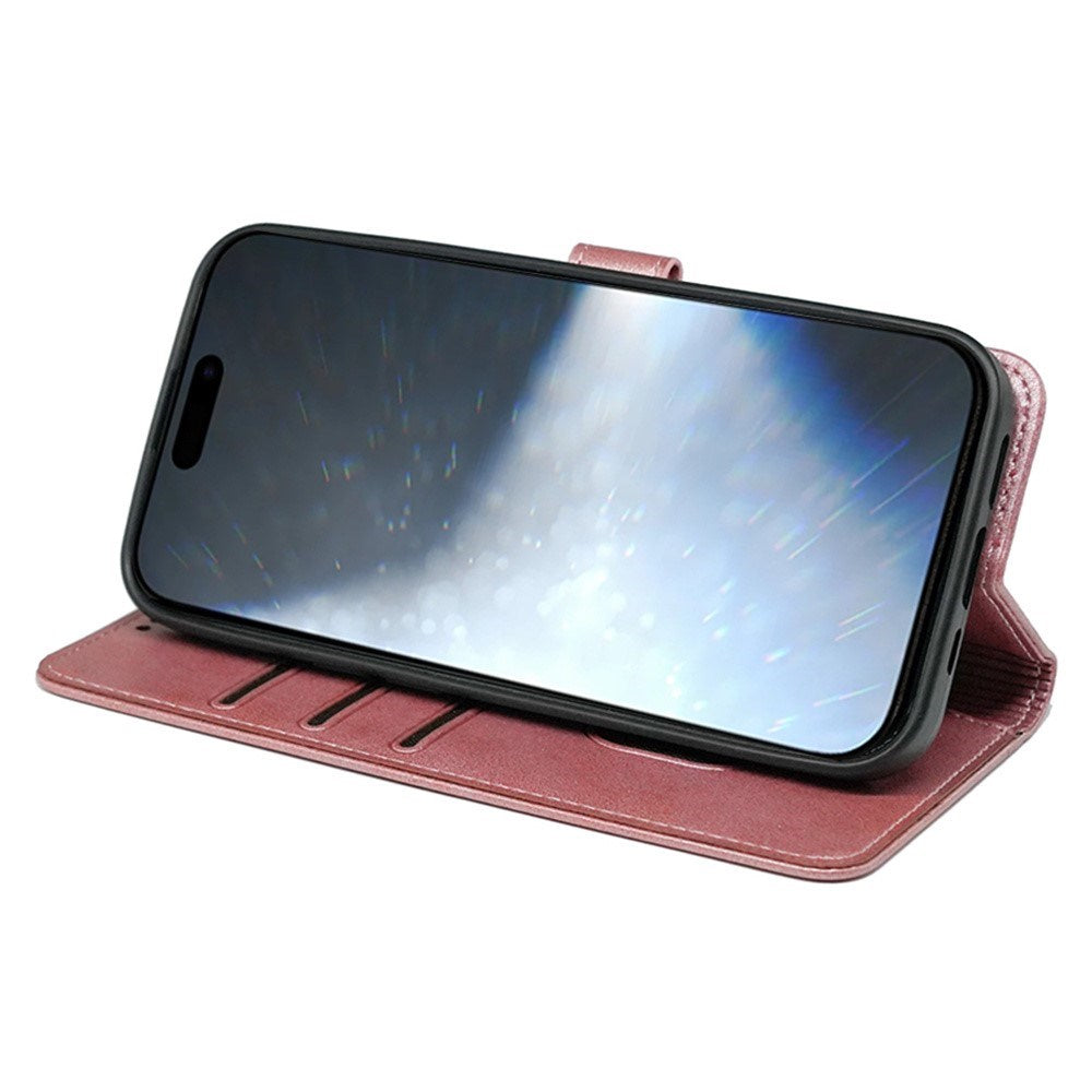 EIDERWOOD iPhone 16 Pro Læder Mobil Cover m. Kortholder & Ståfunktion - Rose Gold