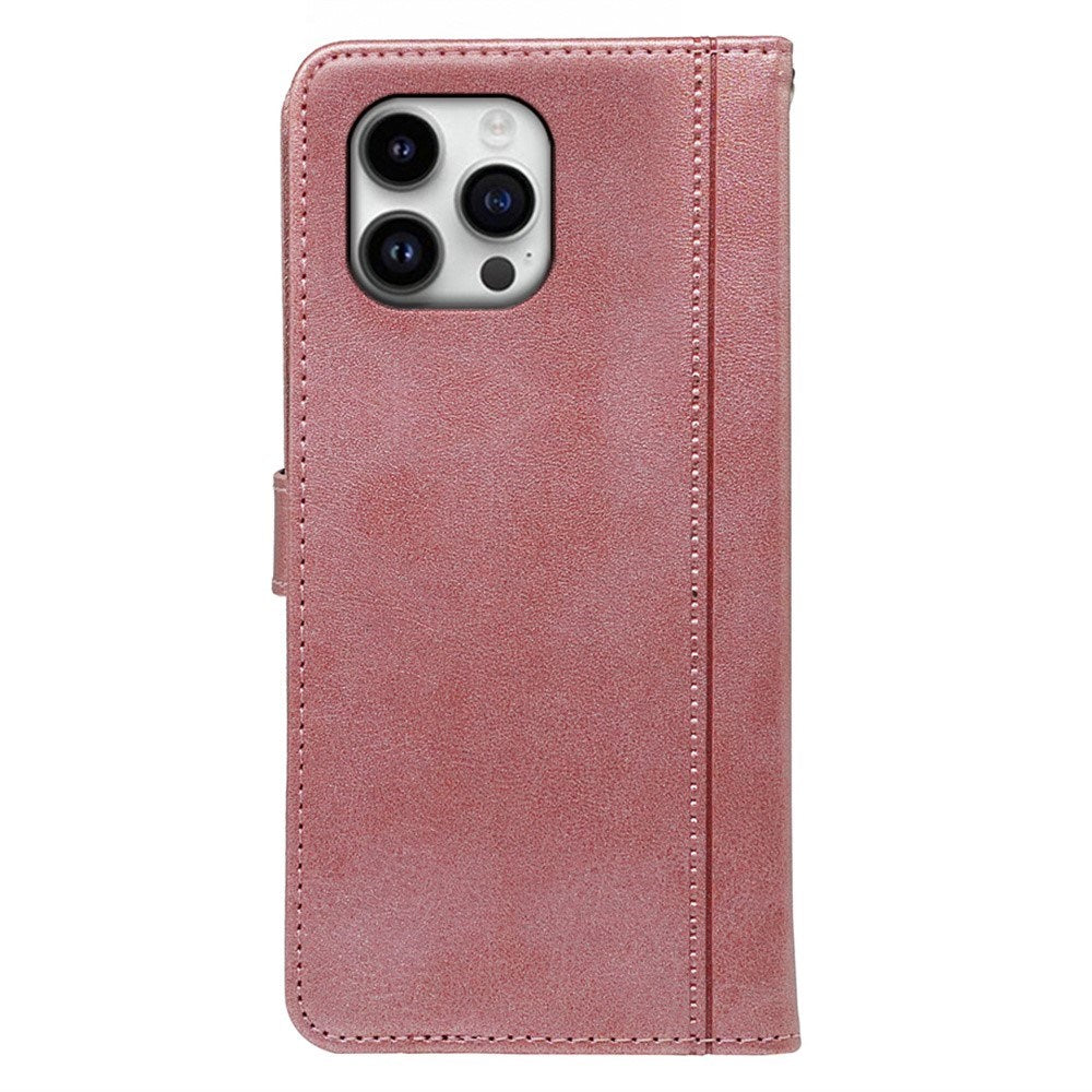 EIDERWOOD iPhone 16 Pro Læder Mobil Cover m. Kortholder & Ståfunktion - Rose Gold
