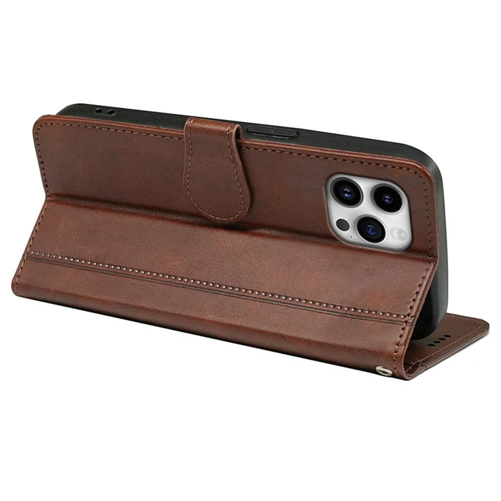 EIDERWOOD iPhone 16 Pro Læder Mobil Cover m. Kortholder & Ståfunktion - Brun