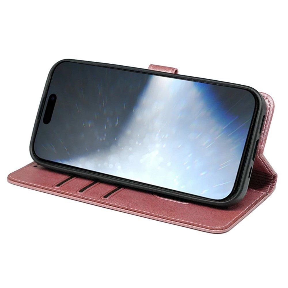 EIDERWOOD iPhone 16 Læder Mobil Cover m. Kortholder & Ståfunktion - Rose Gold