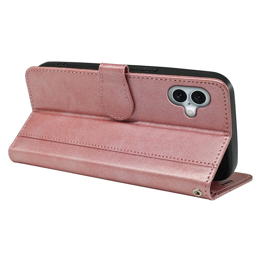 EIDERWOOD iPhone 16 Læder Mobil Cover m. Kortholder & Ståfunktion - Rose Gold