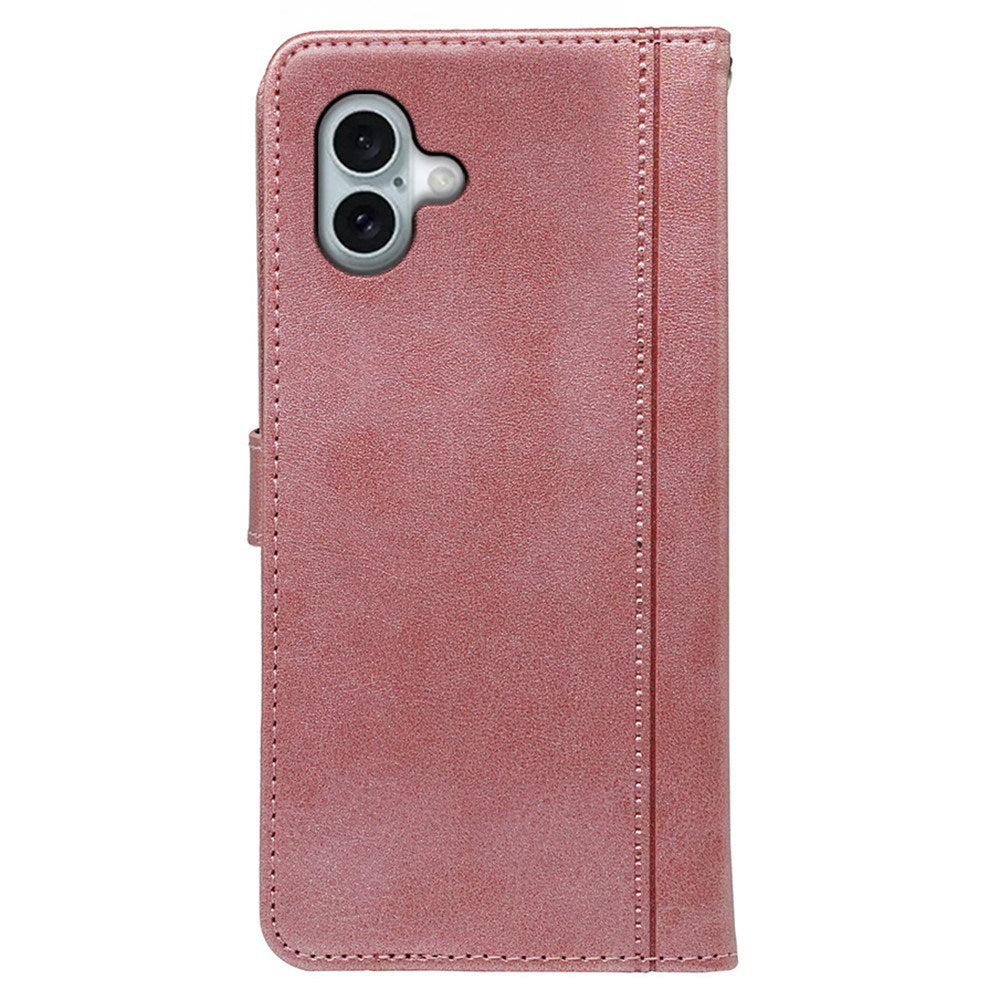 EIDERWOOD iPhone 16 Læder Mobil Cover m. Kortholder & Ståfunktion - Rose Gold