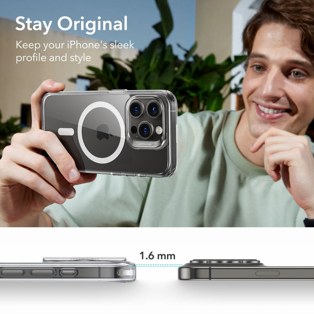 ESR iPhone 16 Pro Max Hybrid Mobil Cover - MagSafe Kompatibel - Gennemsigtig / Hvid