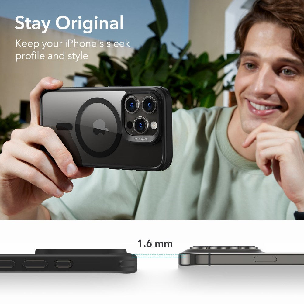 ESR iPhone 16 Pro Hybrid Mobil Cover - MagSafe Kompatibel - Gennemsigtig / Sort