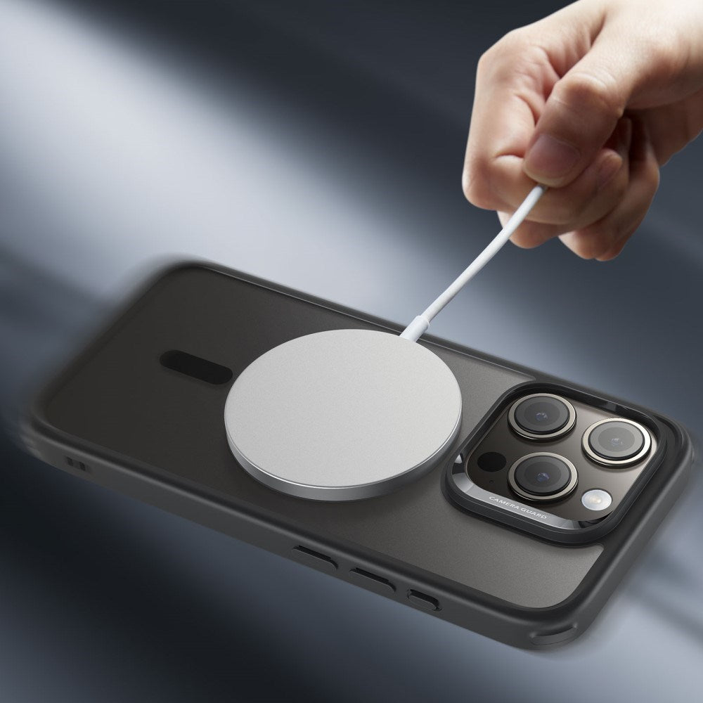 ESR iPhone 16 Hybrid Mobil Cover - MagSafe Kompatibel - Sort Gennemsigtig