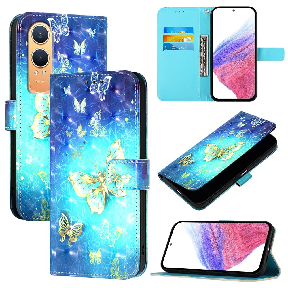 EIDERWOOD OnePlus Nord CE4 Lite (5G) Kunstlæder Mobil Cover m. Pung og Strop - Gyldne Sommerfugle