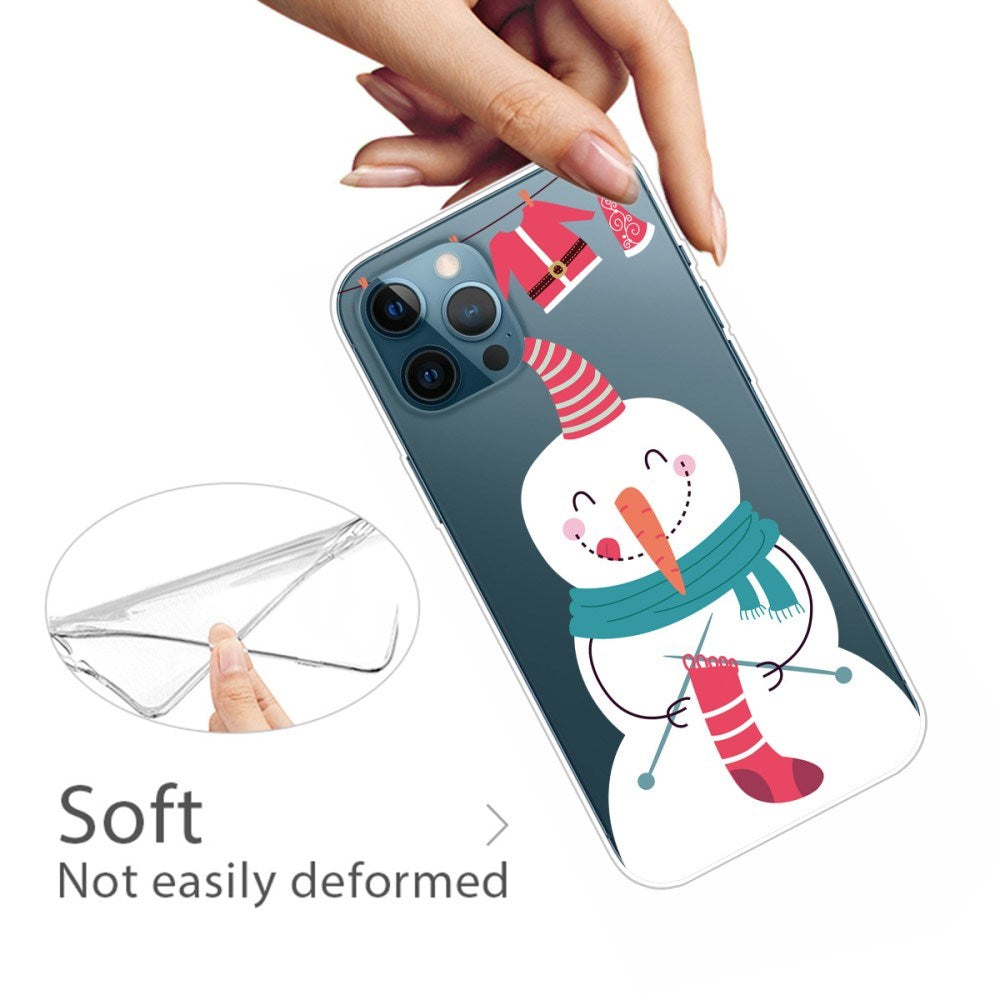 EIDERWOOD iPhone 16 Pro Max Fleksibelt Plast Mobil Julecover - Merry Christmas - Snemand Strikker Julesok