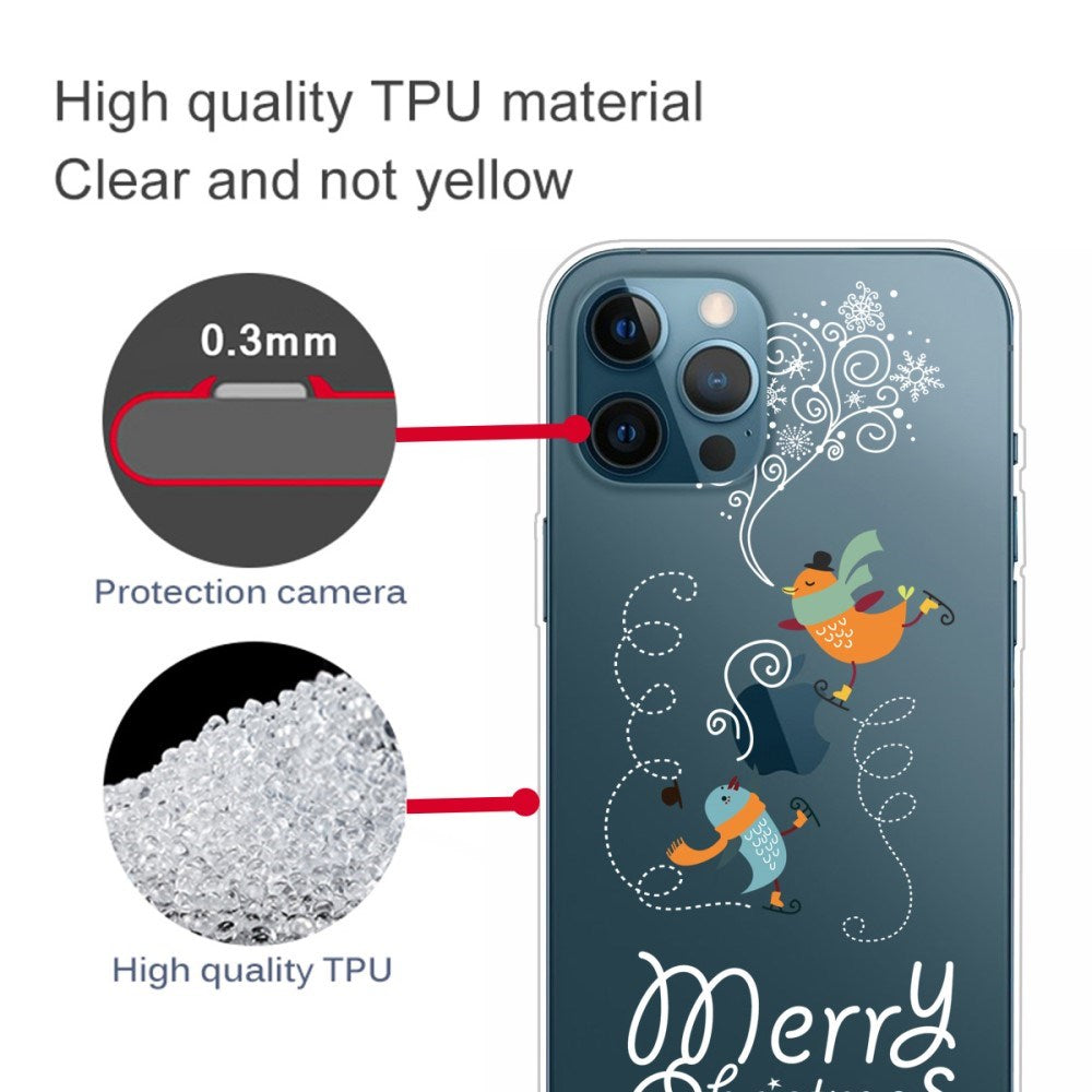 EIDERWOOD iPhone 16 Pro Max Fleksibelt Plast Mobil Julecover - Merry Christmas - Fugle på Skøjter