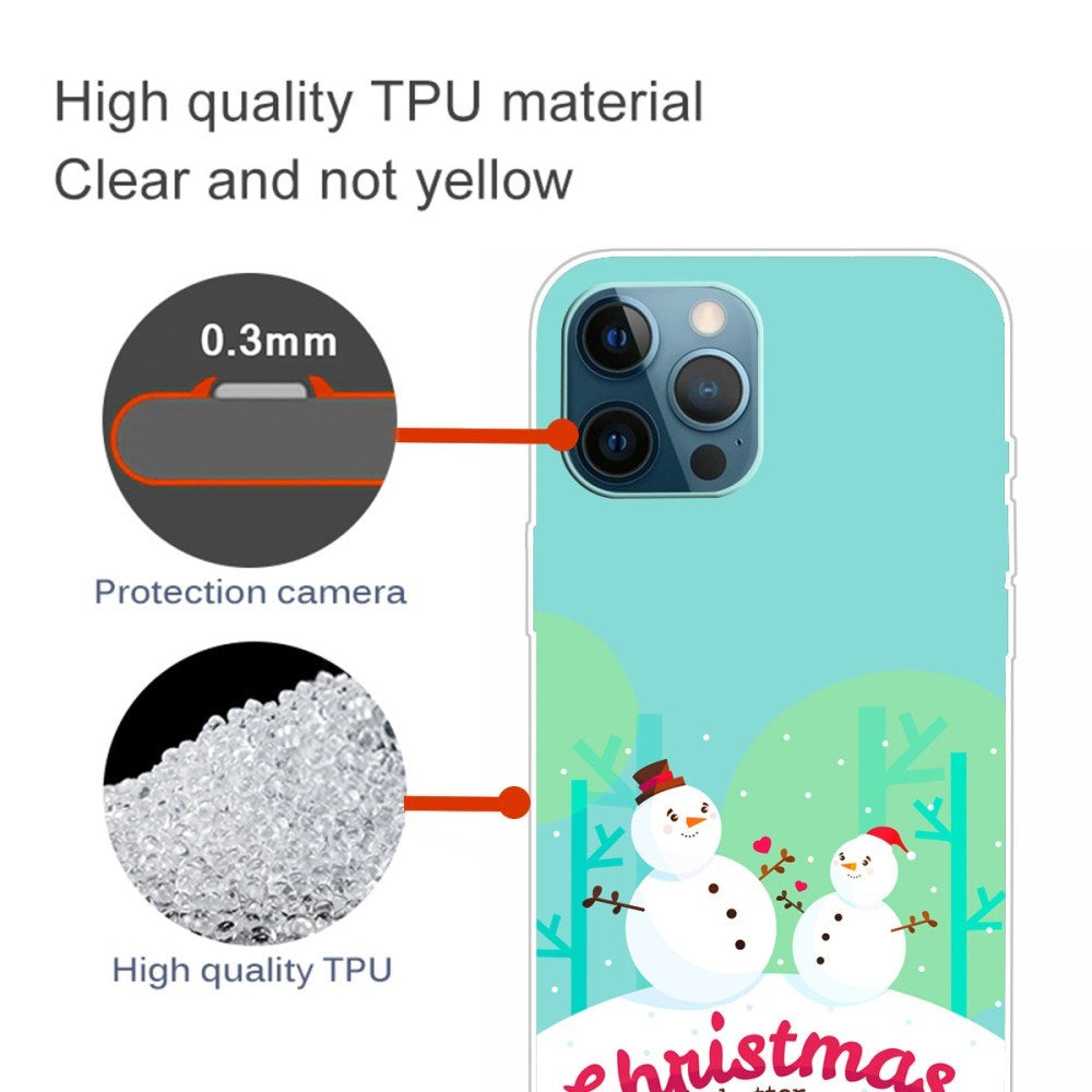 EIDERWOOD iPhone 16 Pro Fleksibelt Plast Mobil Julecover - Merry Christmas - Snemand & Juletræ