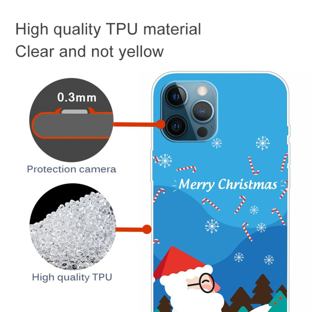 EIDERWOOD iPhone 16 Pro Fleksibelt Plast Mobil Julecover - Merry Christmas - Julemanden i Snevejr