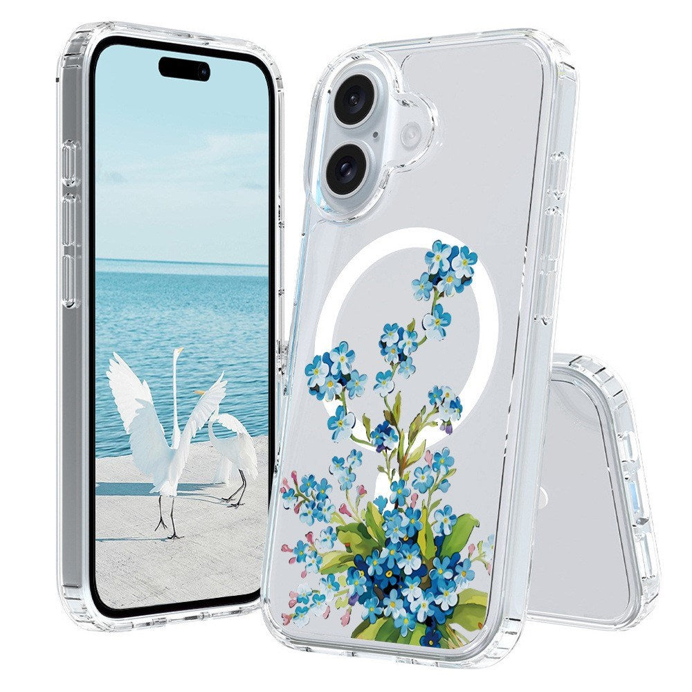 iPhone 16 - EIDERWOOD Hybrid Plastik Cover - MagSafe Kompatibel - Blå Blomster